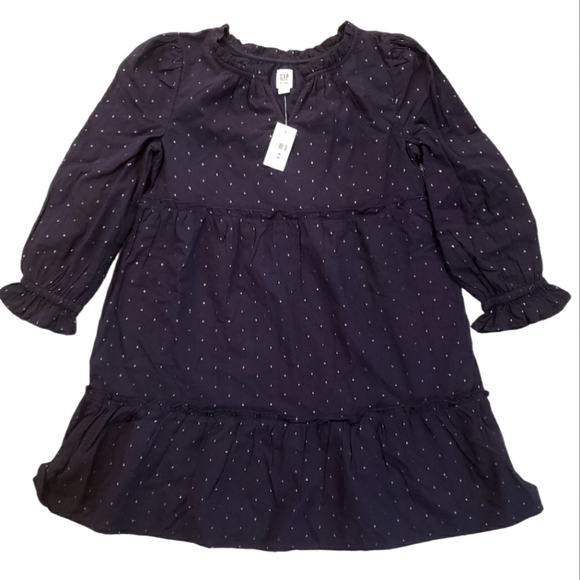 NEW Gap Kids Navy Blue Metallic Dot Dress Medium 8 - Picture 4 of 4